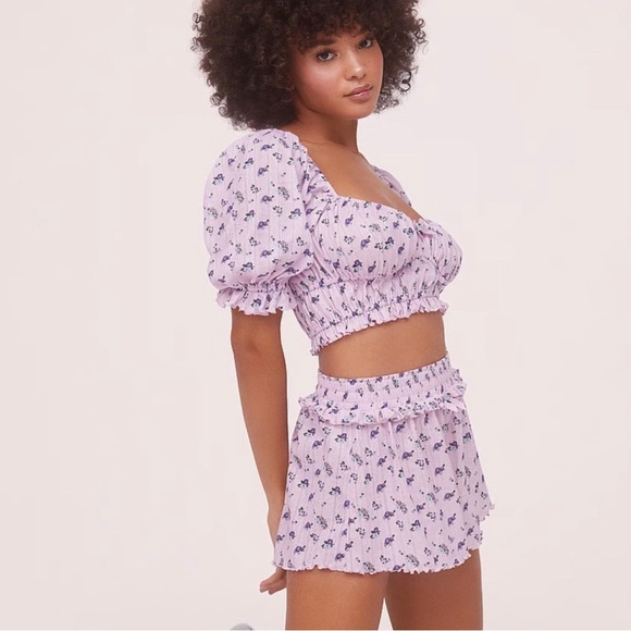 For Love & Lemons Floral Lavender Two-Piece Set - Picture 1 of 10